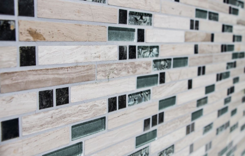 Piastrella di mosaico traslucida acciaio inox bianco legno composito mosaico di vetro Pietra di cristallo acciaio legno bianco MOS86-0108_f