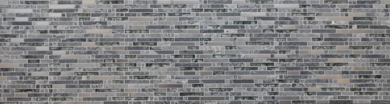 Piastrella di mosaico traslucida in acciaio inox grigio Mosaico di vetro composito Pietra di cristallo acciaio grigio MOS87-MV778_f
