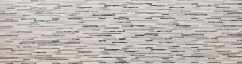 Piastrella di mosaico traslucida acciaio inox bianco legno composito mosaico di vetro Pietra di cristallo acciaio legno bianco MOS86-SV85_f