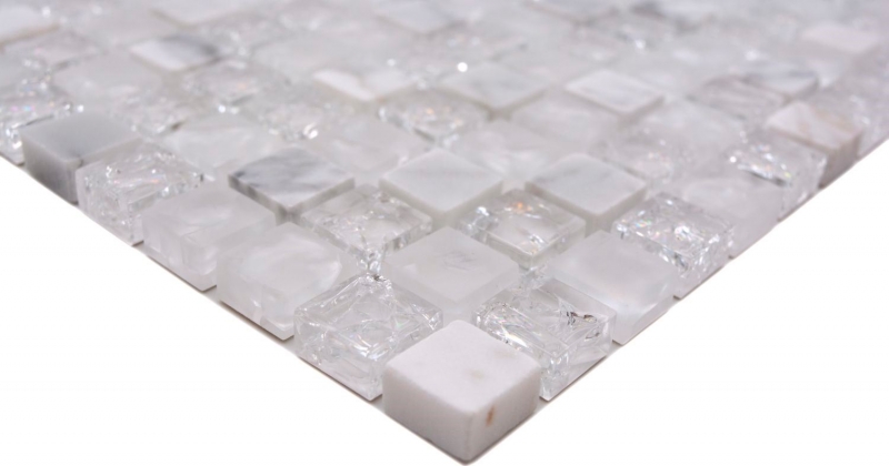 Piastrella a mosaico per cucina Mosaico di vetro bianco traslucido Crystal stone bianco MOS92-0102_f
