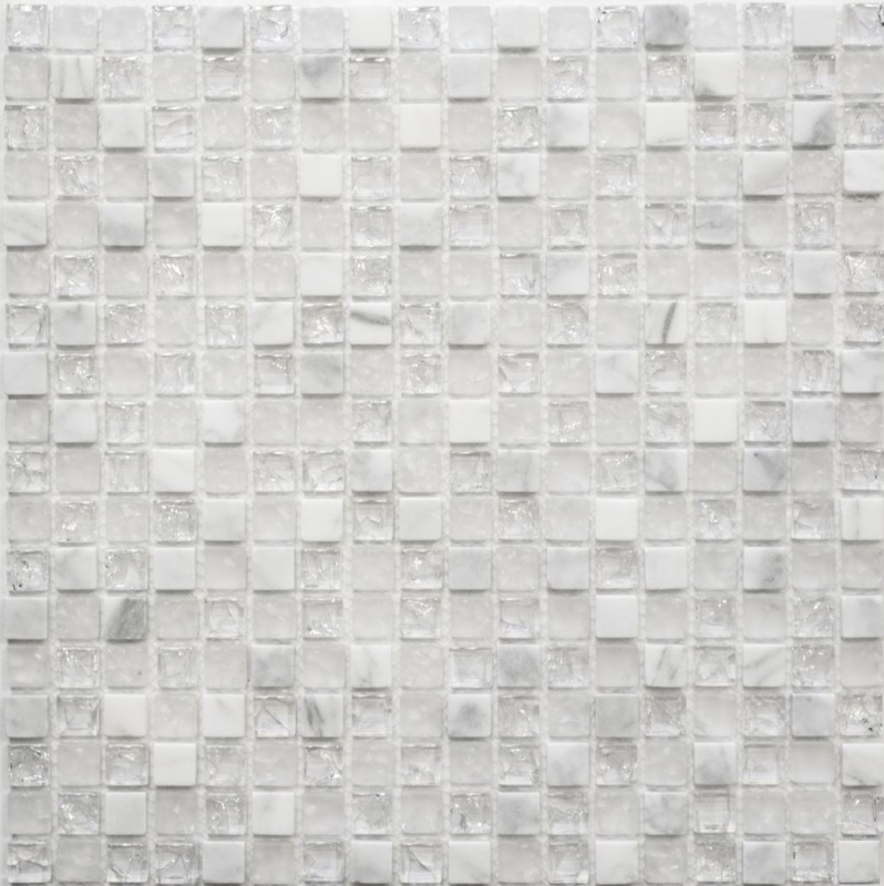 Piastrella a mosaico per cucina Mosaico di vetro bianco traslucido Crystal stone bianco MOS92-0102_f