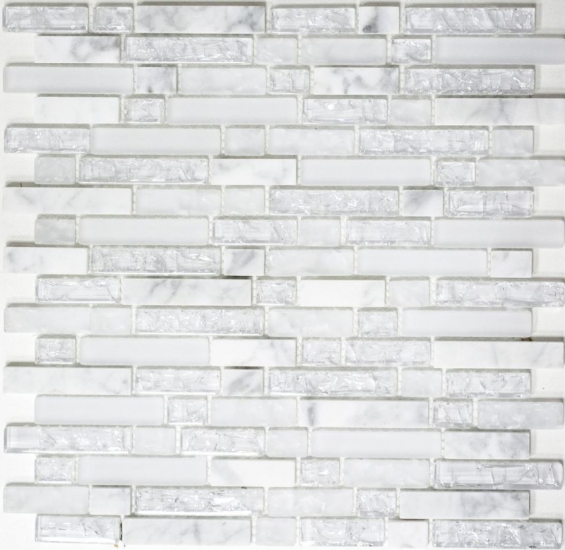 Piastrella di mosaico per cucina bianco traslucido Mosaico di vetro composito Crystal stone bianco MOS87-V1311_f
