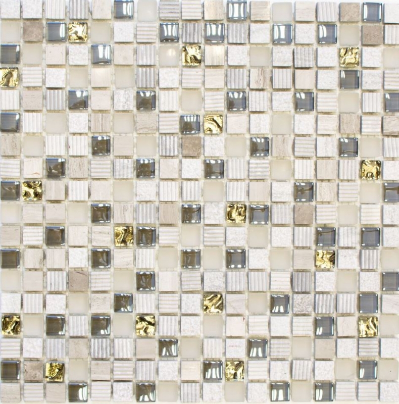Piastrella di mosaico per cucina Traslucido grigio chiaro oro Mosaico di vetro Pietra di cristallo EP grigio chiaro oro MOS92-HQ12_f