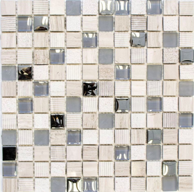 Piastrella di mosaico per cucina traslucida grigio chiaro argento Mosaico di vetro Pietra di cristallo EP grigio chiaro argento MOS92-HQ20_f