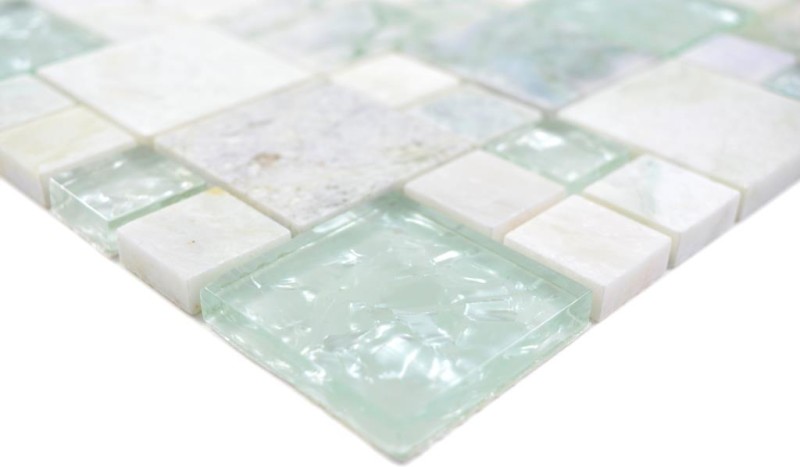 Piastrella di mosaico Mosaico di vetro traslucido oro verde chiaro combinato Pietra di cristallo Onice oro MOS88-MC639_f