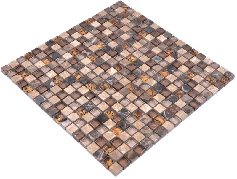 Piastrella di mosaico Traslucido beige marrone Mosaico di vetro Pietra di cristallo beige marrone MOS92-1303_f