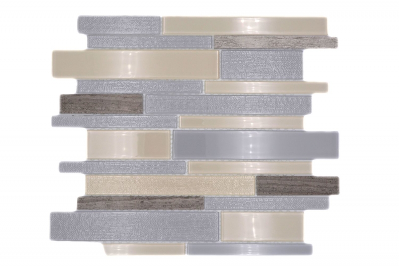 Piastrelle di mosaico per cucina beige grigio mosaico di vetro composito pietra grigio MOS67-GV24_f