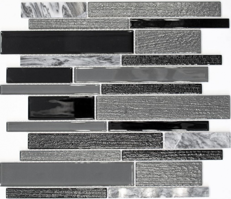 Piastrelle mosaico cucina grigio nero composito mosaico vetro pietra grigio MOS67-GV44_f
