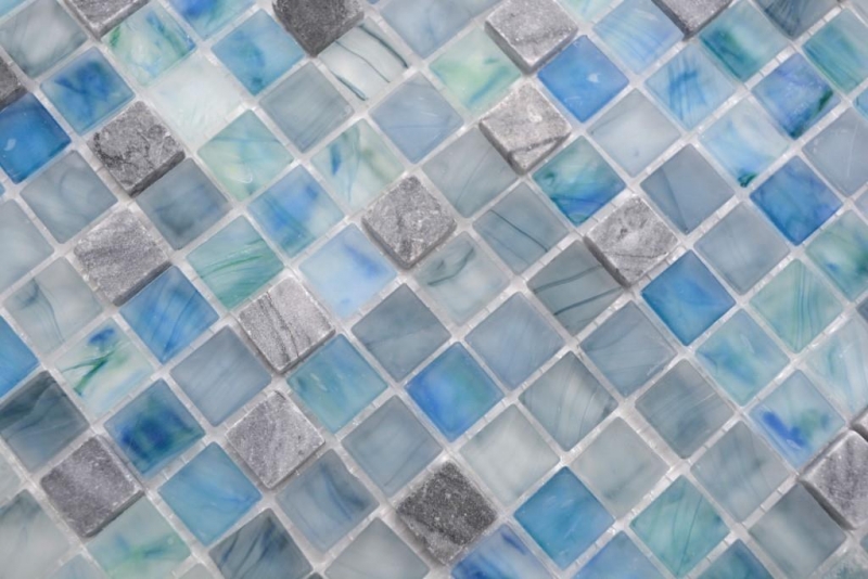 Piastrelle mosaico cucina verde blu mosaico pietra crema verde blu MOS92-XCR1501_f