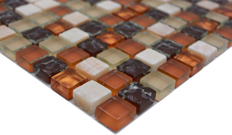 Piastrella di mosaico Traslucida beige marrone Mosaico di vetro Pietra di cristallo beige marrone MOS92-1206_f