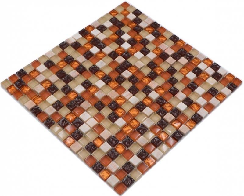 Piastrella di mosaico Traslucida beige marrone Mosaico di vetro Pietra di cristallo beige marrone MOS92-1206_f