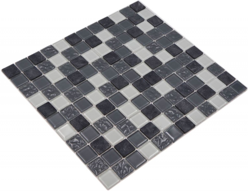 Piastrelle di mosaico di vetro grigio MOS62-0207-GN_f