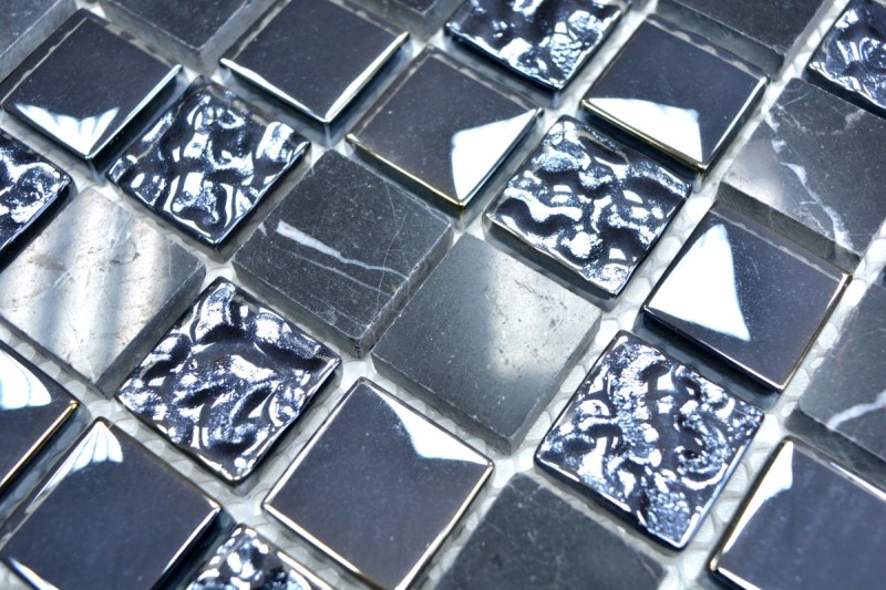 Piastrella di mosaico Traslucido grigio nero Mosaico di vetro Pietra di cristallo grigio nero MOS82-0208_f
