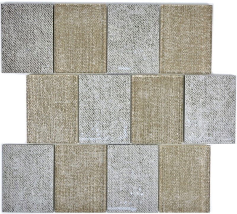 Piastrella di mosaico traslucida in ceramica beige rettangolo mosaico di vetro Cristallo di ceramica beige MOS88J-1202_f