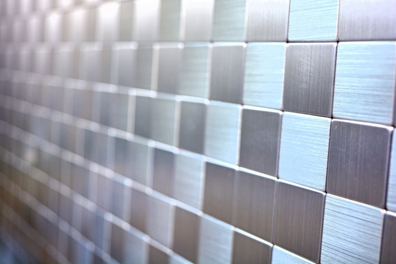 Piastrelle a mosaico per cucina autoadesive in alluminio argento metallo MOS200-22M25_f