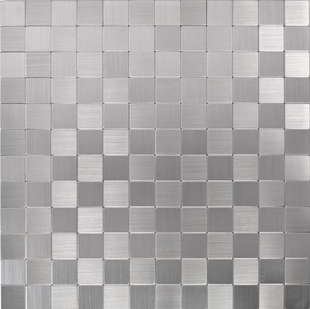 Piastrelle a mosaico per cucina autoadesive in alluminio argento metallo MOS200-22M25_f