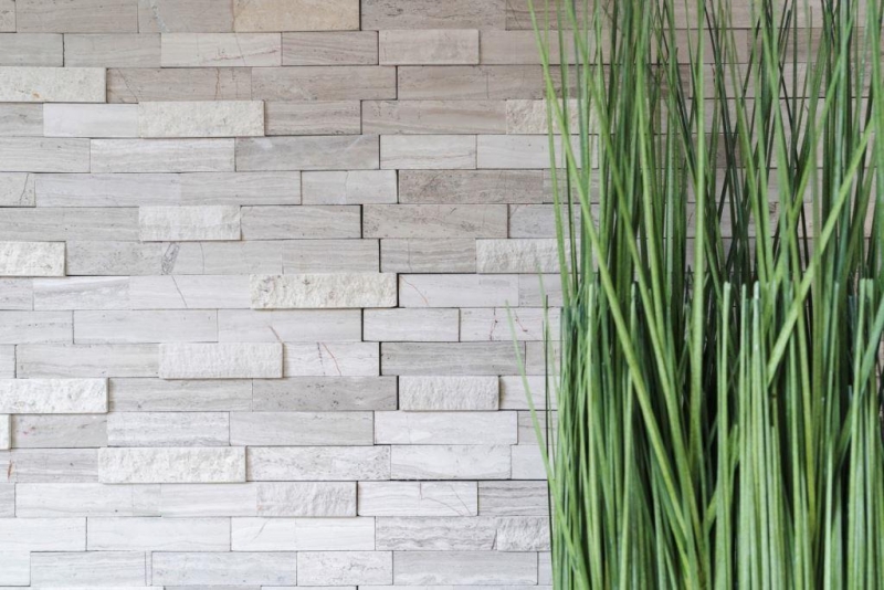Piastrelle di mosaico per cucina autoadesive marmo pietra naturale grigio bianco crema pietra naturale bianco legno MOS200-0120_f