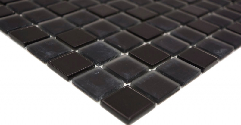 Piastrelle a mosaico per cucina autoadesive mosaico in vetro nero nero opaco MOS200-4CM22_f
