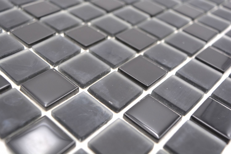 Piastrelle a mosaico per cucina autoadesive mosaico in vetro nero nero opaco MOS200-4CM22_f