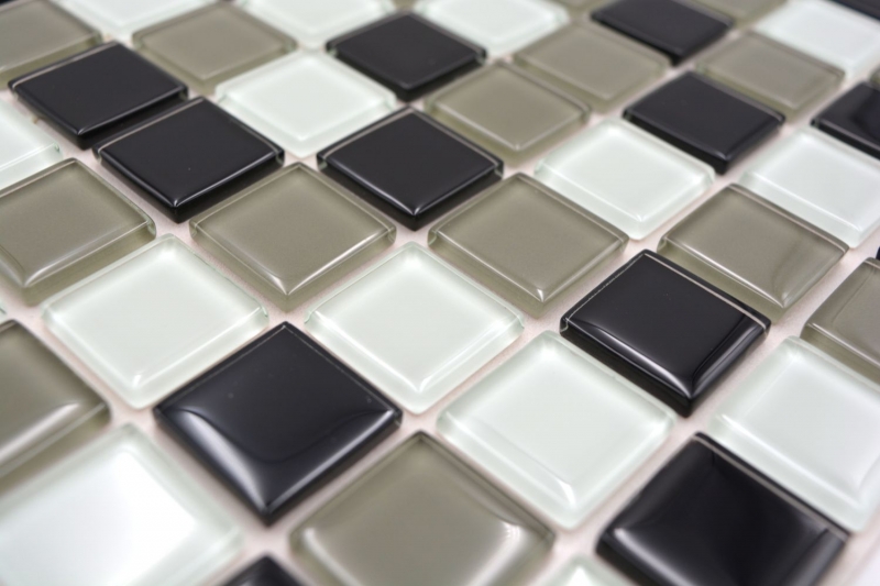 Piastrelle di mosaico per cucina autoadesive marrone nero bianco mosaico di vetro marrone nero bianco MOS200-4CM30_f