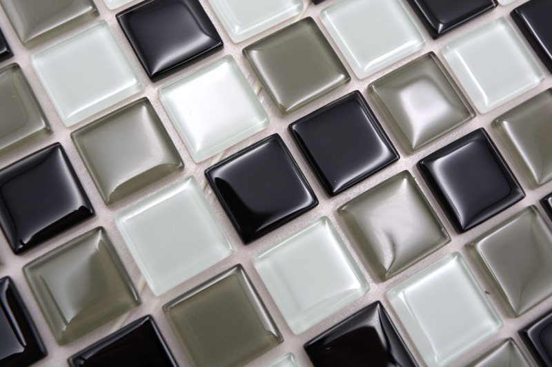 Piastrelle di mosaico per cucina autoadesive marrone nero bianco mosaico di vetro marrone nero bianco MOS200-4CM30_f