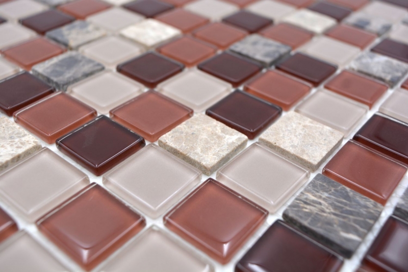Piastrelle di mosaico per cucina autoadesive pietra beige marrone mosaico di vetro pietra beige marrone emperador MOS200-4M352_f