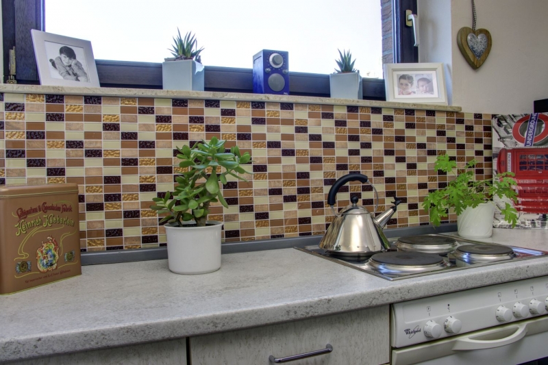 Piastrelle mosaico cucina autoadesive pietra beige marrone rettangolo vetro mosaico pietra beige marrone MOS200-4MS75_f