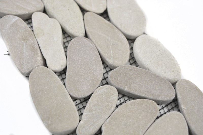 Ciottoli di fiume beige chiaro Border pebble cut white 5 7 MOSBor-SK1202_f