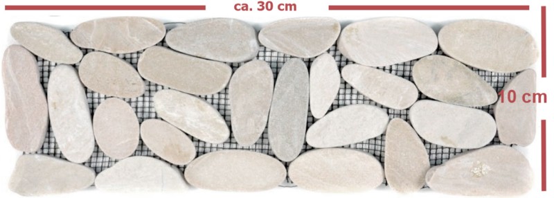 Ciottoli di fiume beige chiaro Border pebble cut white 5 7 MOSBor-SK1202_f