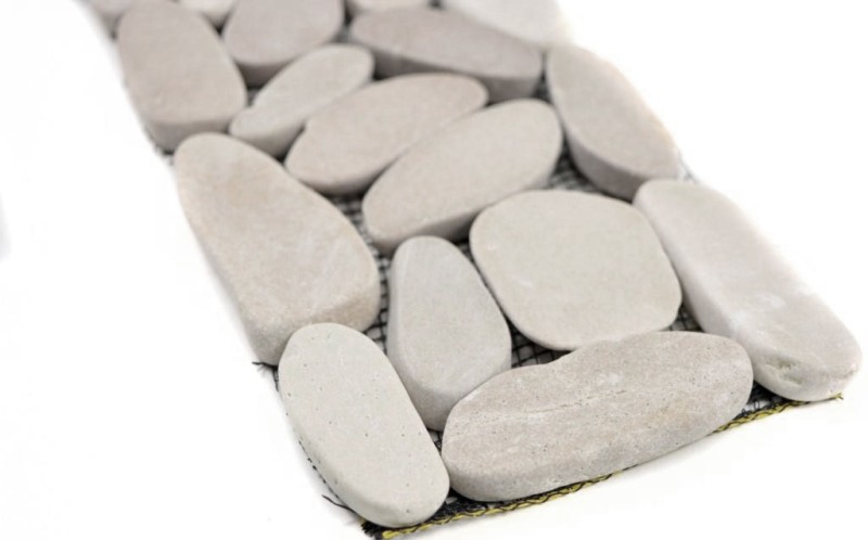 Ciottoli di fiume beige chiaro Border pebble cut white 5 7 MOSBor-SK1202_f