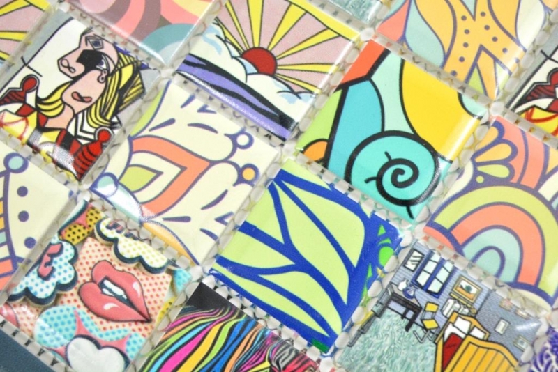 Piastrelle di mosaico colorate in stile retrò POP UP ART design kitchen splashback MODERN ART MOS14-1606_f