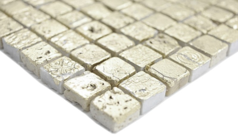 Mosaico pietra resina oro piastrelle parete backsplash cucina bagno MOS88-0707_f