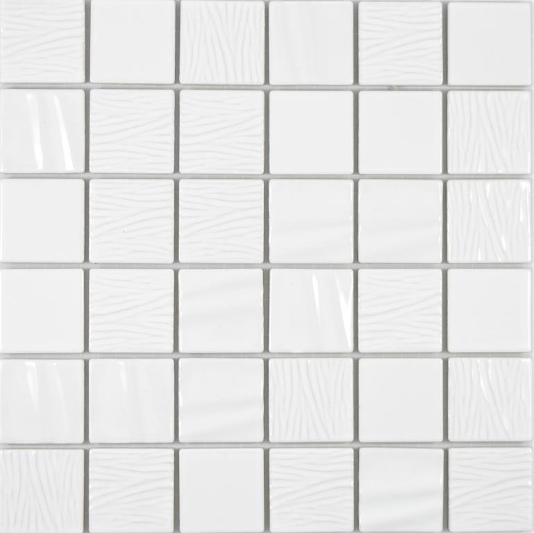 Ceramica mosaico bianco piastrelle di mosaico 3D look muro piastrelle backsplash cucina bagno MOS14-0101_f