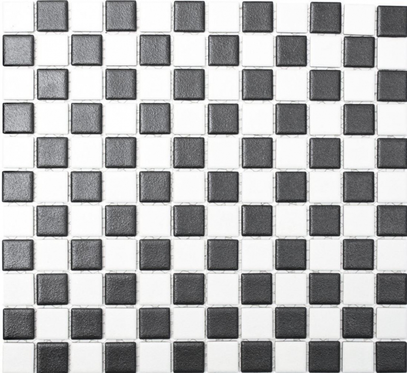 Piastrella di mosaico in ceramica SLIP-SIDE scacchiera nero bianco opaco MOS18-0305-R10_f