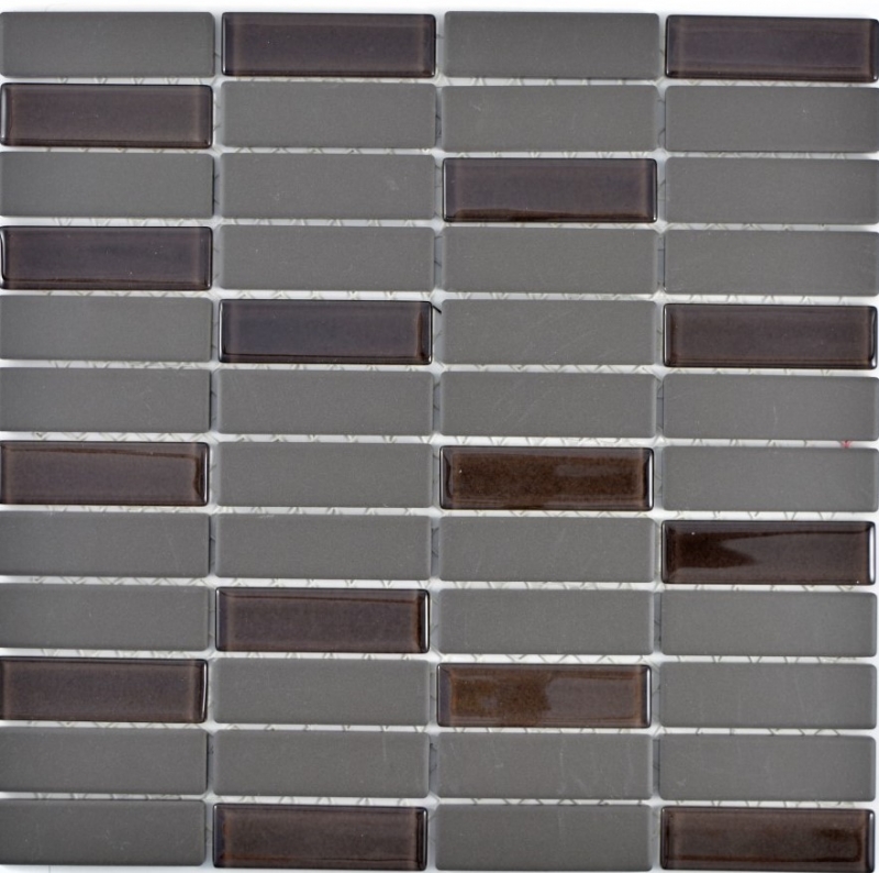 Piastrella a mosaico in ceramica tondini marrone vetro non smaltato alzatina cucina MOS24-1313-R10_f