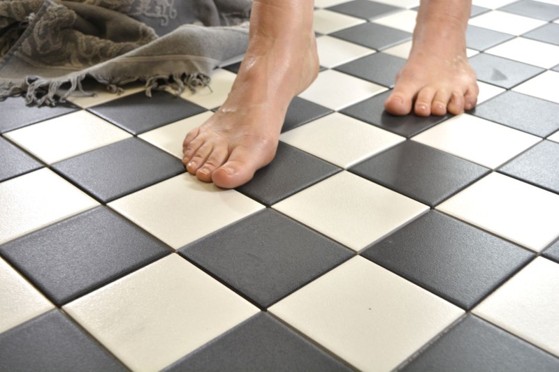 Piastrella a mosaico in ceramica a scacchiera nera bianca piatto doccia piastrella per pavimento MOS22-0304-R10_f