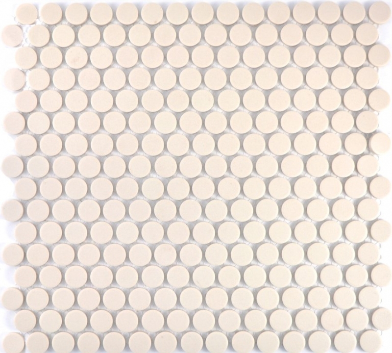 Mosaico a bottoni LOOP mosaico rotondo beige chiaro opaco piastrelle da parete backsplash BAD MOS10-1202-R10_f