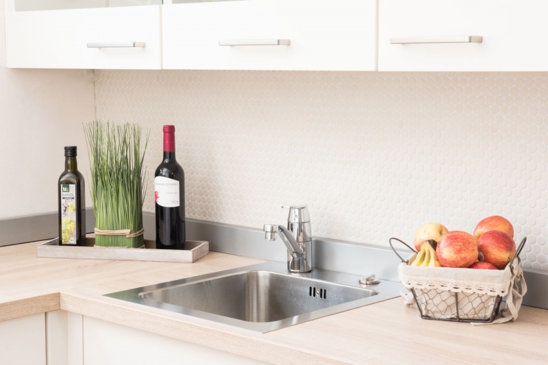 Mosaico a bottoni LOOP mosaico rotondo beige chiaro opaco piastrelle da parete backsplash BAD MOS10-1202-R10_f