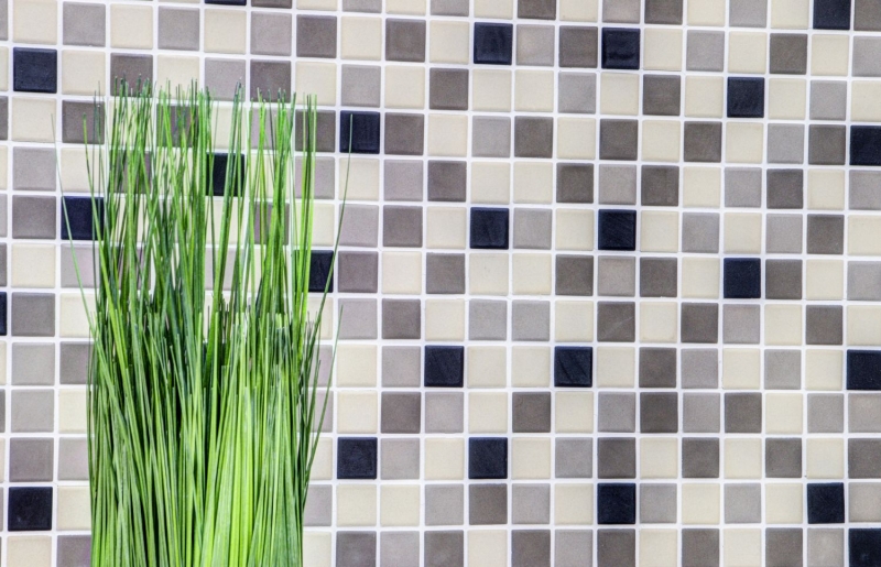 Piastrella a mosaico in ceramica beige chiaro grigio non smaltato per cucina MOS18-0205_f