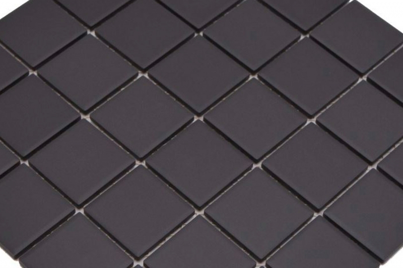 Piastrella di mosaico in ceramica nera opaca umbra non smaltata RUTSCHEMMEND MOS14B-0303-R10_f