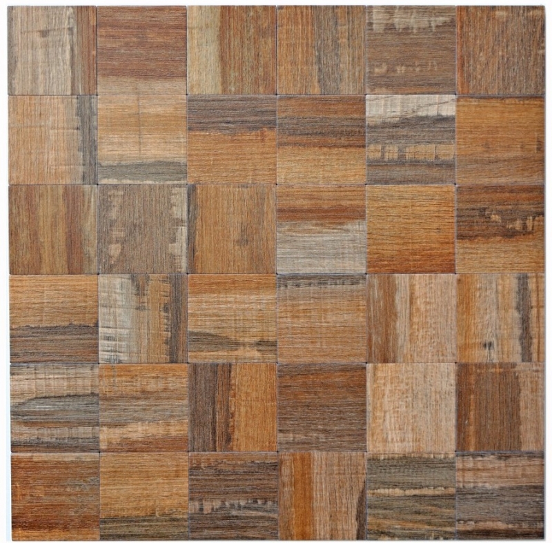 Piastrelle a mosaico per cucina autoadesive alluminio marrone metallo effetto legno scuro MOS200-2122_f