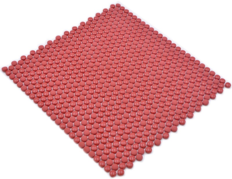 Mosaico a bottoni in vetro rosso lucido opaco Base doccia Schermo doccia Rivestimento vasca MOS140-0911_f