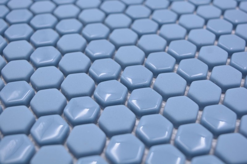 Mosaico di vetro esagonale esagonale mosaico blu lucido opaco tessere di mosaico muro piastrelle backsplash cucina bagno MOS140-0401_f