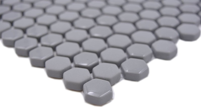 Mosaico di vetro esagonale piastrelle esagonali grigio lucido opaco piastrelle di mosaico muro piastrelle backsplash cucina bagno MOS140-0201_f