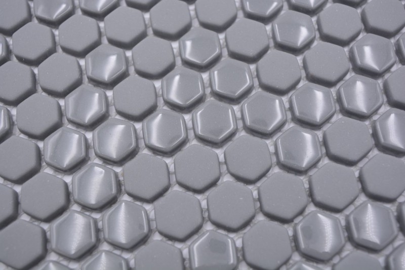 Mosaico di vetro esagonale piastrelle esagonali grigio lucido opaco piastrelle di mosaico muro piastrelle backsplash cucina bagno MOS140-0201_f