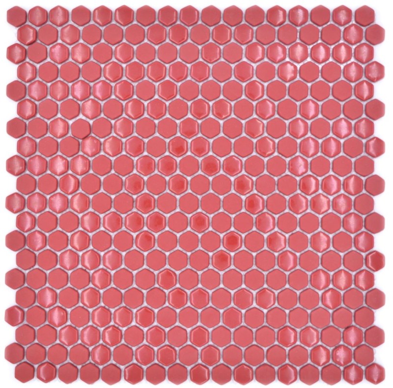 Mosaico di vetro esagono rosso esagonale mosaico lucido opaco tessere di mosaico muro piastrelle backsplash cucina bagno MOS140-0901_f