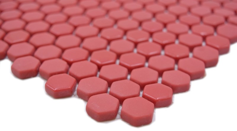 Mosaico di vetro esagono rosso esagonale mosaico lucido opaco tessere di mosaico muro piastrelle backsplash cucina bagno MOS140-0901_f