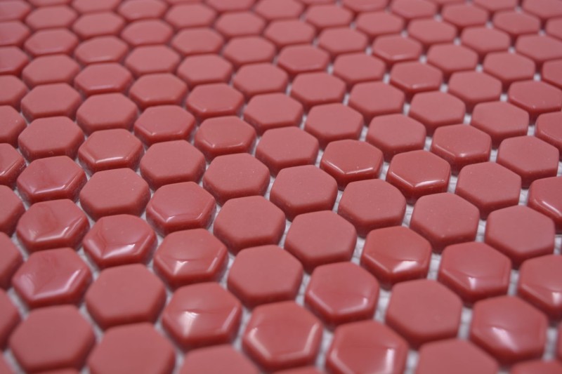 Mosaico di vetro esagono rosso esagonale mosaico lucido opaco tessere di mosaico muro piastrelle backsplash cucina bagno MOS140-0901_f