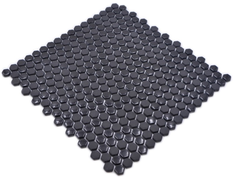 Mosaico di vetro esagonale esagonale mosaico nero lucido opaco piastrelle di mosaico muro piastrelle backsplash cucina bagno MOS140-0301_f