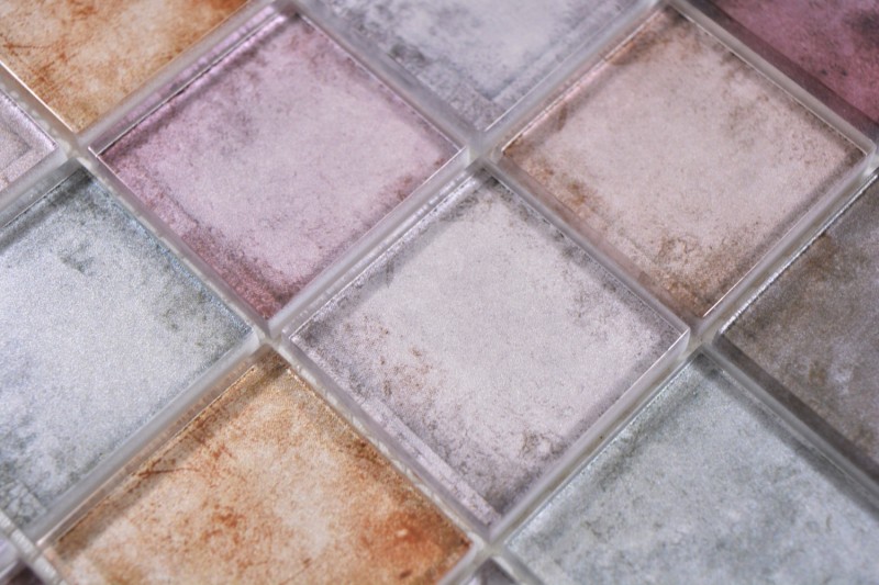 Mosaico di vetro rosa marrone viola mix mosaico piastrelle muro backsplash cucina bagno - MOS88-0412_f